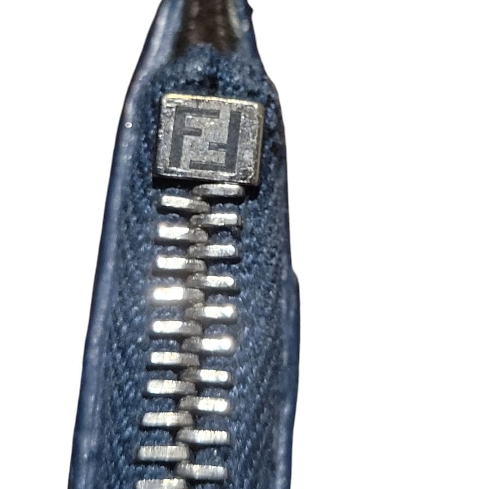 Fendi Sellerial Coin Wallet Card Holder Blue Calf Skin Leather - Picture 3 of 4